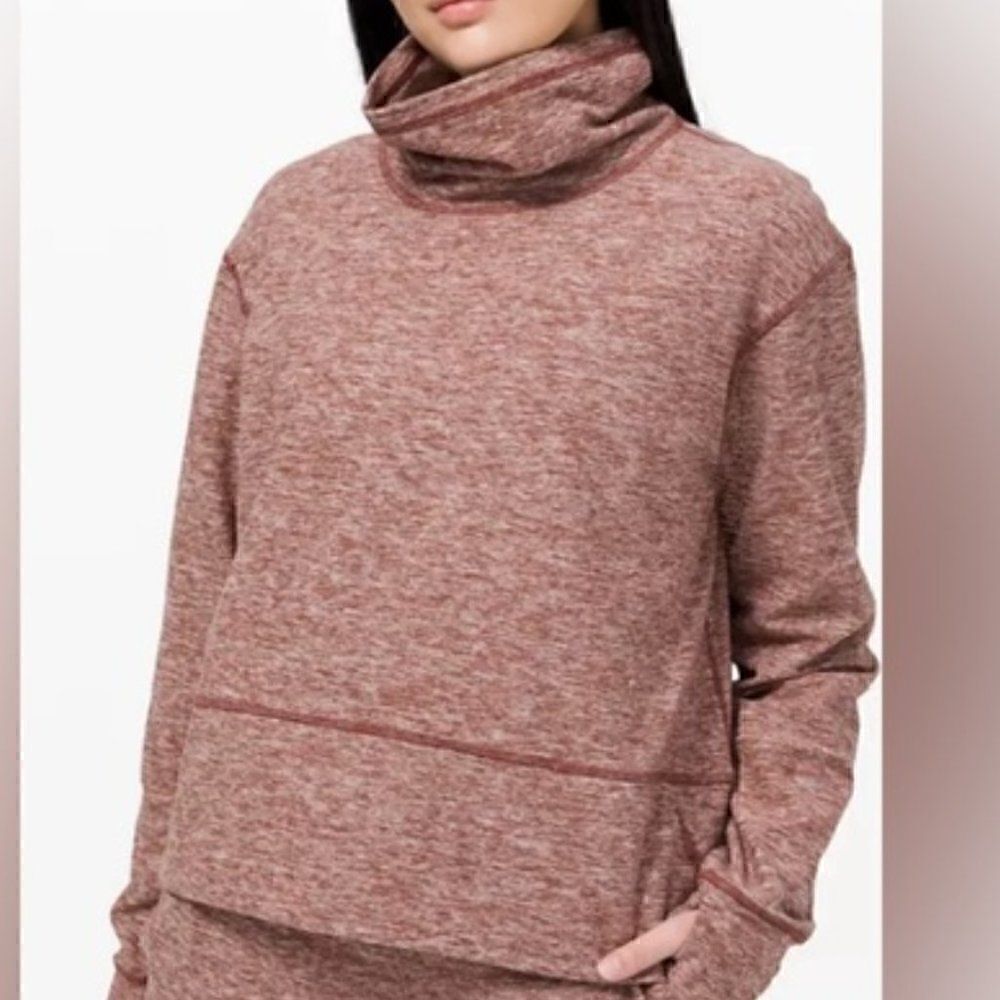 Lululemon Ready To Rulu Fleece Pullover Size 8 Heathered Savannah Red Turtleneck